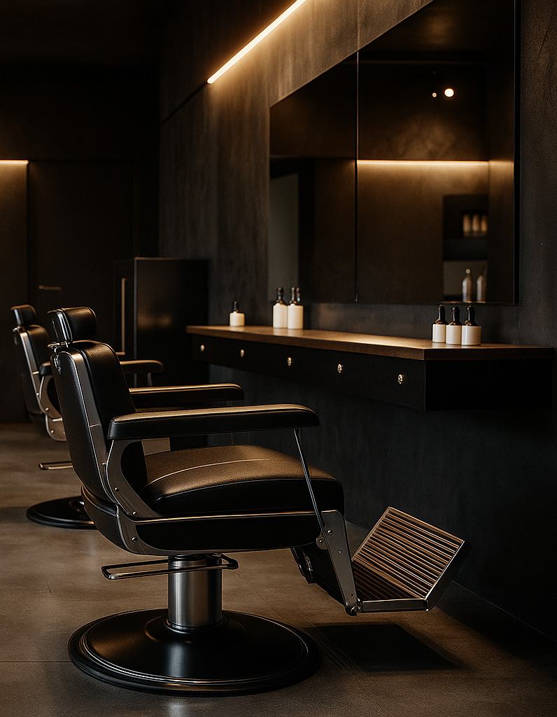 Barbier taillant la barbe d'un client